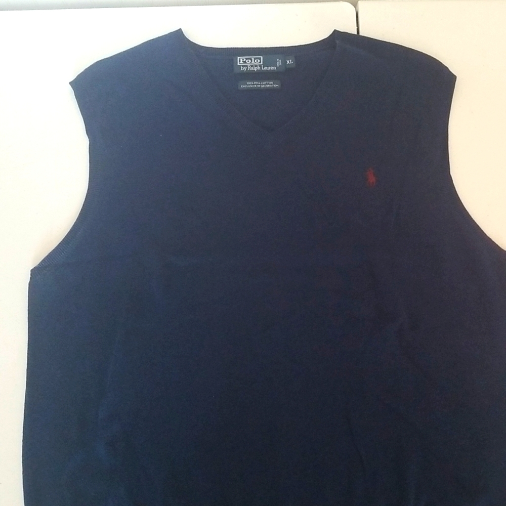 Men's Polo by Ralph Lauren sweater vest, XL, 100% puma cotton